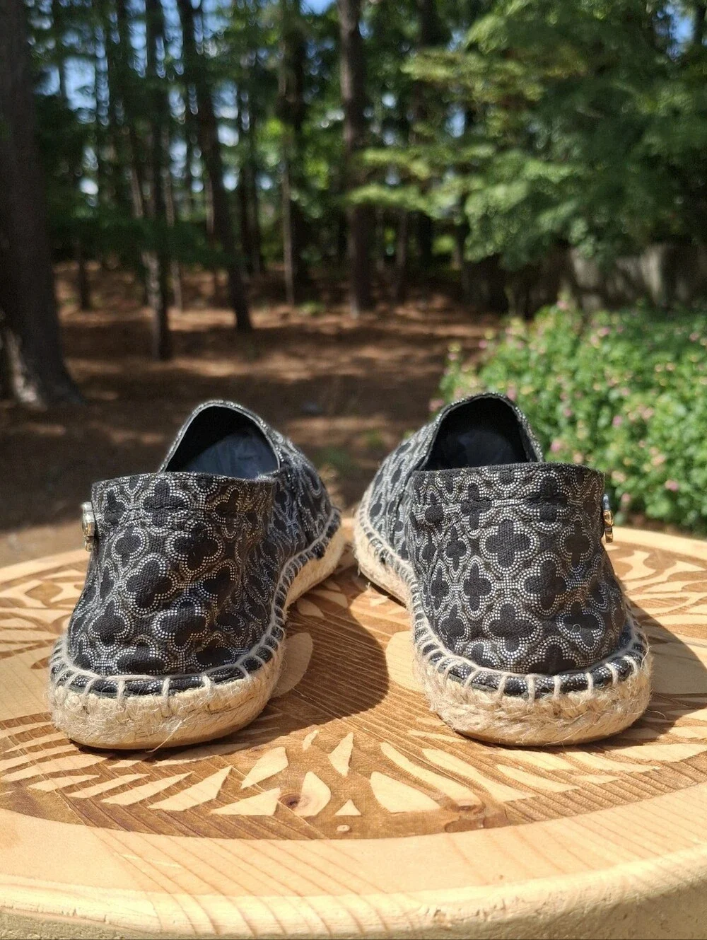 Brighton Avila Espadrille Black Geometric Pattern Slip On Espadrille Flats Sz 7
